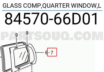 Suzuki 8457066D01 GLASS COMP,QUARTER WINDOW,L