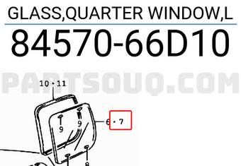 Suzuki 8457066D10 GLASS,QUARTER WINDOW,L
