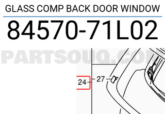 Suzuki 8457071L02 GLASS COMP BACK DOOR WINDOW