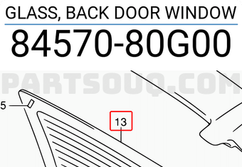 Suzuki 8457080G00 GLASS, BACK DOOR WINDOW