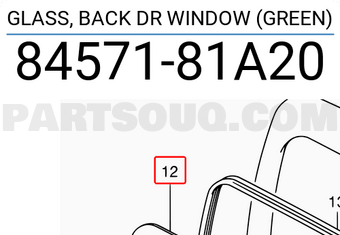 Suzuki 8457181A20 GLASS, BACK DR WINDOW (GREEN)