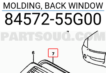 Suzuki 8457255G00 MOLDING, BACK WINDOW