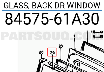Suzuki 8457561A30 GLASS, BACK DR WINDOW