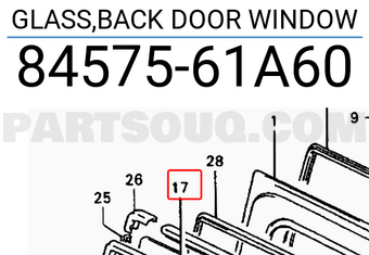 Suzuki 8457561A60 GLASS,BACK DOOR WINDOW