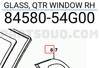 Suzuki 8458054G00 GLASS, QTR WINDOW RH