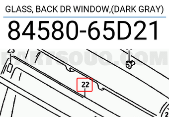 Suzuki 8458065D21 GLASS, BACK DR WINDOW,(DARK GRAY)