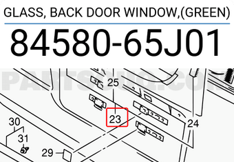Suzuki 8458065J01 GLASS, BACK DOOR WINDOW,(GREEN)