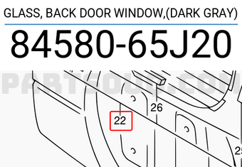 Suzuki 8458065J20 GLASS, BACK DOOR WINDOW,(DARK GRAY)