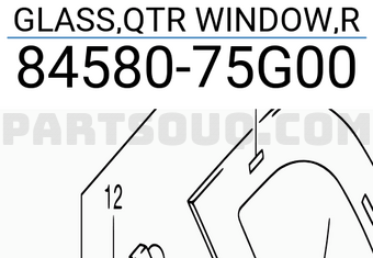 Suzuki 8458075G00 GLASS,QTR WINDOW,R