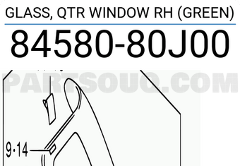 Suzuki 8458080J00 GLASS, QTR WINDOW RH (GREEN)
