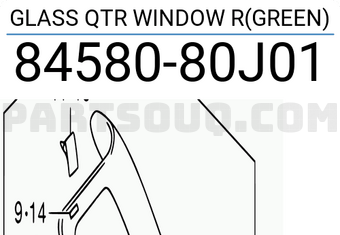 Suzuki 8458080J01 GLASS QTR WINDOW R(GREEN)