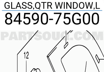 Suzuki 8459075G00 GLASS,QTR WINDOW,L