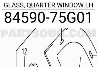 Suzuki 8459075G01 GLASS, QUARTER WINDOW LH
