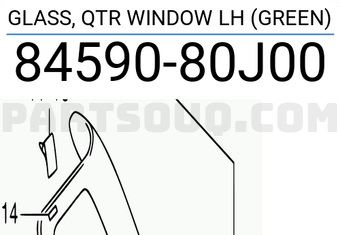 Suzuki 8459080J00 GLASS, QTR WINDOW LH (GREEN)
