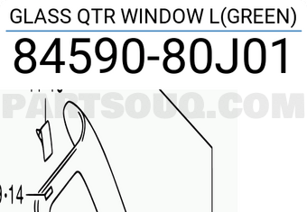 Suzuki 8459080J01 GLASS QTR WINDOW L(GREEN)