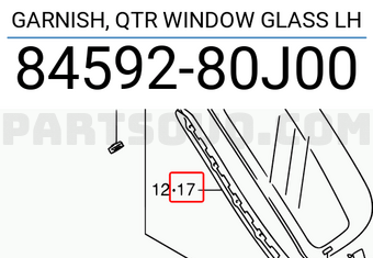 Suzuki 8459280J00 GARNISH, QTR WINDOW GLASS LH