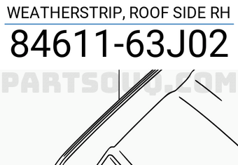 Suzuki 8461163J02 WEATHERSTRIP, ROOF SIDE RH