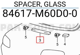 Suzuki 84617M60D00 SPACER, GLASS