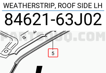 Suzuki 8462163J02 WEATHERSTRIP, ROOF SIDE LH