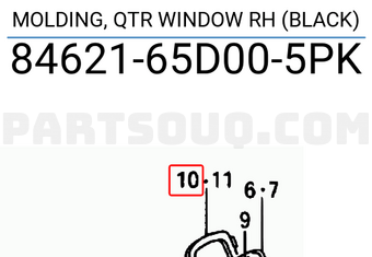 Suzuki 8462165D005PK MOLDING, QTR WINDOW RH (BLACK)