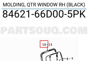 Suzuki 8462166D005PK MOLDING, QTR WINDOW RH (BLACK)