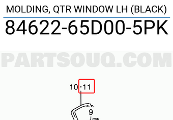 Suzuki 8462265D005PK MOLDING, QTR WINDOW LH (BLACK)