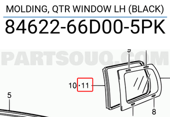 Suzuki 8462266D005PK MOLDING, QTR WINDOW LH (BLACK)