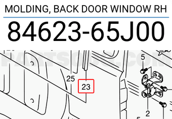 Suzuki 8462365J00 MOLDING, BACK DOOR WINDOW RH