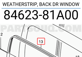Suzuki 8462381A00 WEATHERSTRIP, BACK DR WINDOW