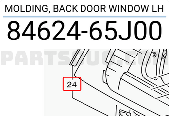 Suzuki 8462465J00 MOLDING, BACK DOOR WINDOW LH