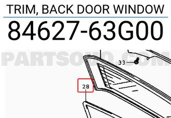Suzuki 8462763G00 TRIM, BACK DOOR WINDOW