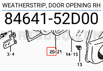 Suzuki 8464152D00 WEATHERSTRIP, DOOR OPENING RH