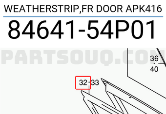 Suzuki 8464154P01 WEATHERSTRIP,FR DOOR APK416