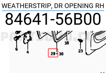 Suzuki 8464156B00 WEATHERSTRIP, DR OPENING RH
