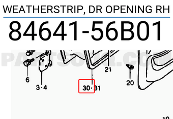 Suzuki 8464156B01 WEATHERSTRIP, DR OPENING RH