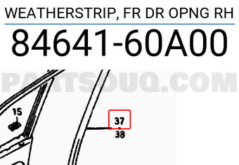 Suzuki 8464160A00 WEATHERSTRIP, FR DR OPNG RH
