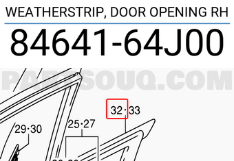 Suzuki 8464164J00 WEATHERSTRIP, DOOR OPENING RH