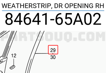 Suzuki 8464165A02 WEATHERSTRIP, DR OPENING RH