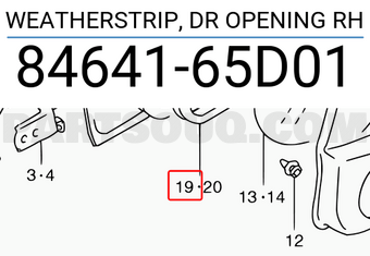 Suzuki 8464165D01 WEATHERSTRIP, DR OPENING RH
