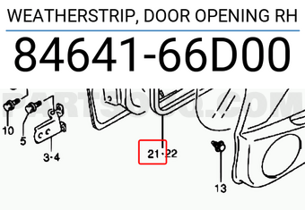 Suzuki 8464166D00 WEATHERSTRIP, DOOR OPENING RH