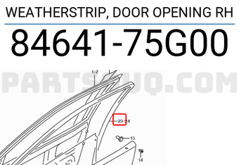 Suzuki 8464175G00 WEATHERSTRIP, DOOR OPENING RH
