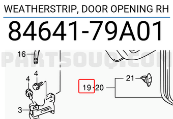 Suzuki 8464179A01 WEATHERSTRIP, DOOR OPENING RH
