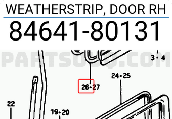 Suzuki 8464180131 WEATHERSTRIP, DOOR RH
