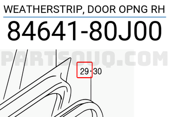 Suzuki 8464180J00 WEATHERSTRIP, DOOR OPNG RH