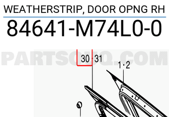 Suzuki 84641M74L00 WEATHERSTRIP, DOOR OPNG RH