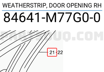 Suzuki 84641M77G00 WEATHERSTRIP, DOOR OPENING RH