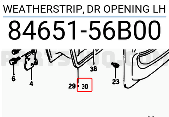 Suzuki 8465156B00 WEATHERSTRIP, DR OPENING LH