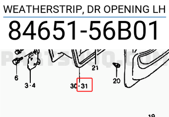 Suzuki 8465156B01 WEATHERSTRIP, DR OPENING LH