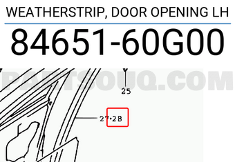 Suzuki 8465160G00 WEATHERSTRIP, DOOR OPENING LH