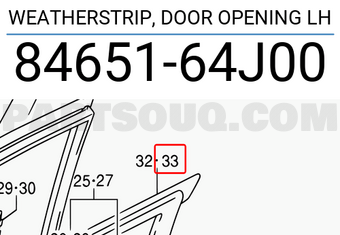 Suzuki 8465164J00 WEATHERSTRIP, DOOR OPENING LH